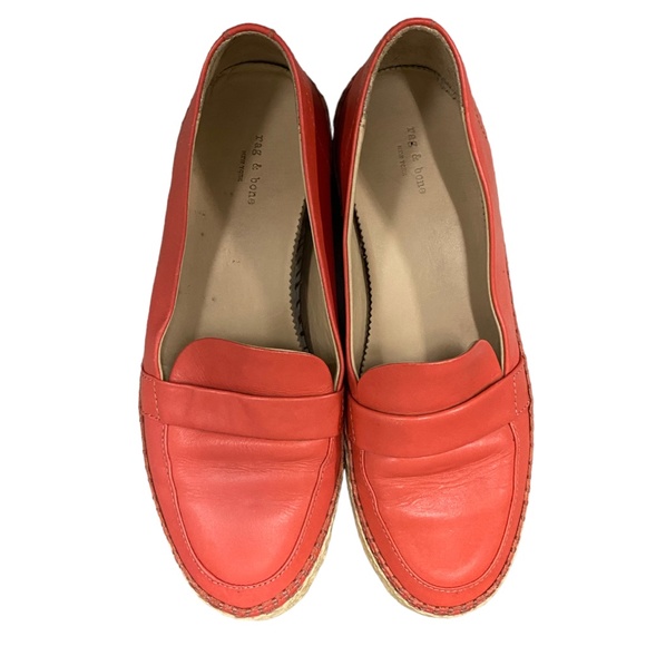 Rag & Bone Sofia Red Leather Loafer Espadrille Flats Size 8.5 - Picture 3 of 6